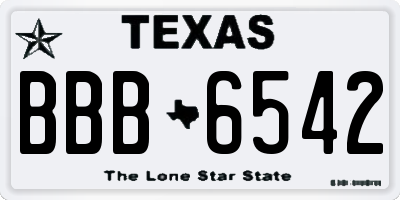 TX license plate BBB6542