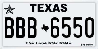 TX license plate BBB6550