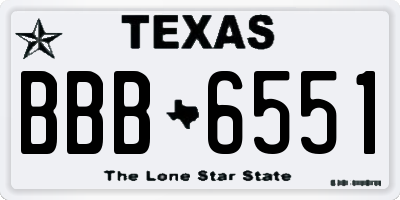 TX license plate BBB6551