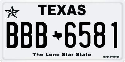 TX license plate BBB6581