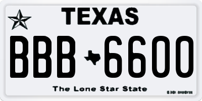 TX license plate BBB6600