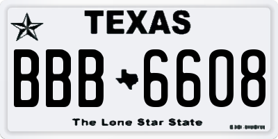 TX license plate BBB6608