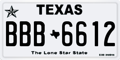 TX license plate BBB6612