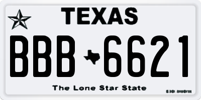 TX license plate BBB6621