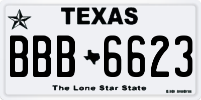 TX license plate BBB6623