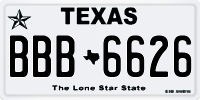 TX license plate BBB6626