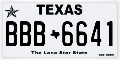 TX license plate BBB6641