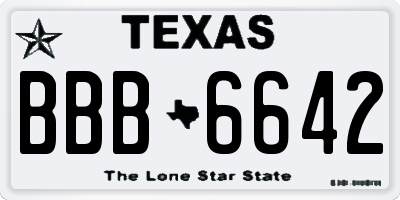 TX license plate BBB6642