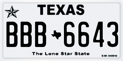 TX license plate BBB6643