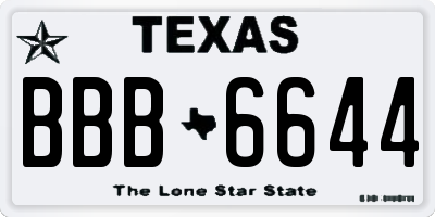 TX license plate BBB6644