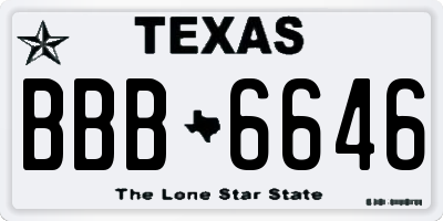 TX license plate BBB6646