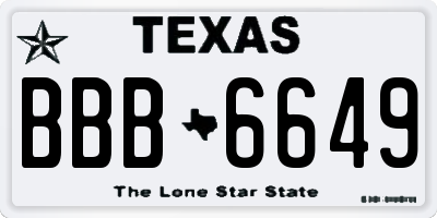 TX license plate BBB6649