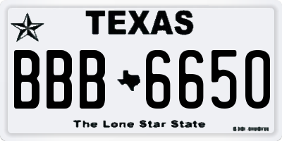 TX license plate BBB6650