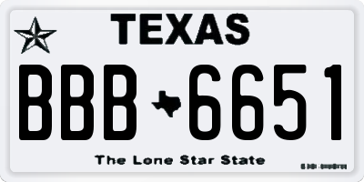 TX license plate BBB6651
