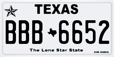 TX license plate BBB6652