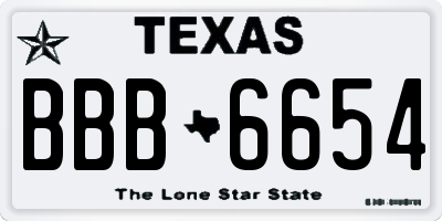 TX license plate BBB6654