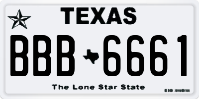 TX license plate BBB6661