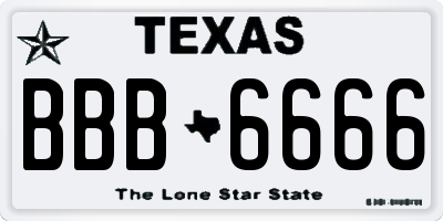 TX license plate BBB6666