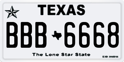 TX license plate BBB6668