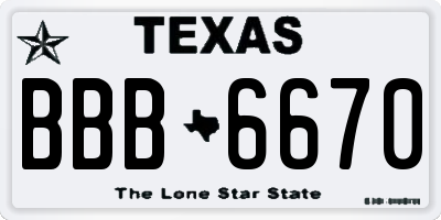 TX license plate BBB6670