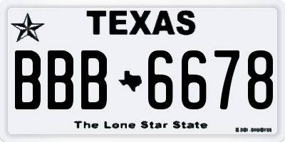 TX license plate BBB6678