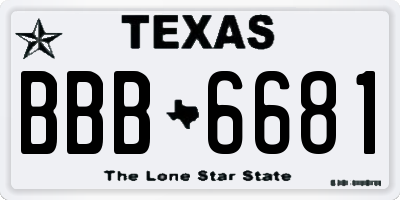 TX license plate BBB6681