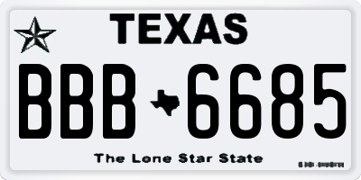 TX license plate BBB6685