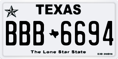 TX license plate BBB6694