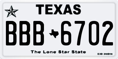 TX license plate BBB6702