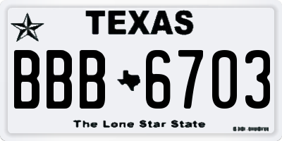 TX license plate BBB6703