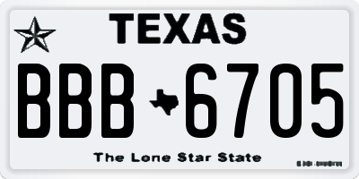 TX license plate BBB6705