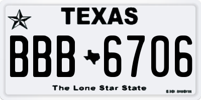 TX license plate BBB6706