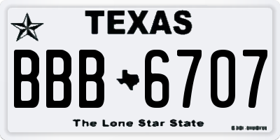 TX license plate BBB6707