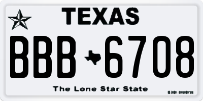 TX license plate BBB6708