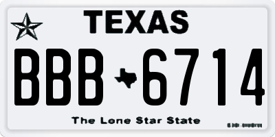 TX license plate BBB6714