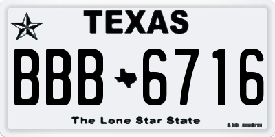 TX license plate BBB6716