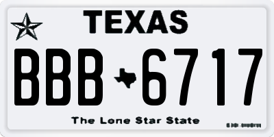 TX license plate BBB6717