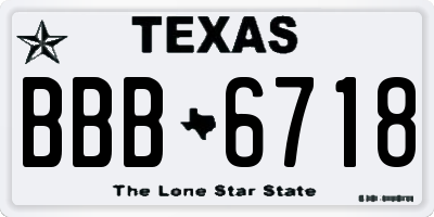 TX license plate BBB6718