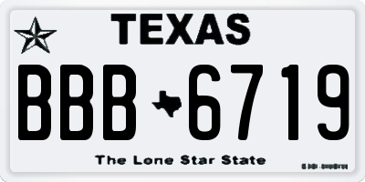 TX license plate BBB6719