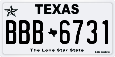 TX license plate BBB6731