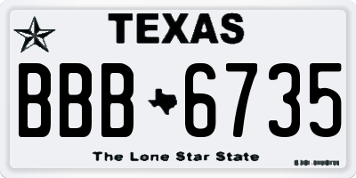 TX license plate BBB6735