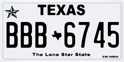 TX license plate BBB6745