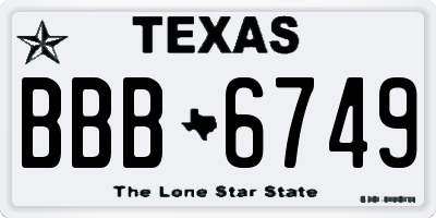 TX license plate BBB6749