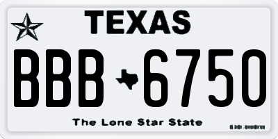 TX license plate BBB6750