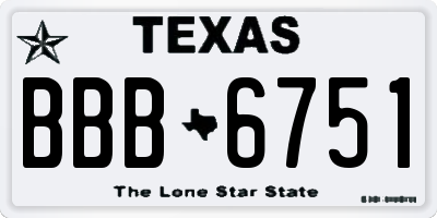 TX license plate BBB6751