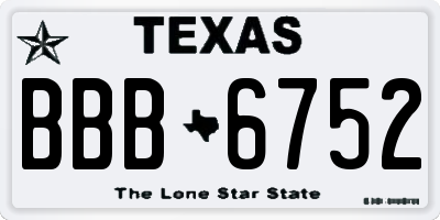 TX license plate BBB6752