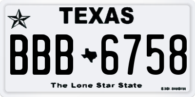 TX license plate BBB6758