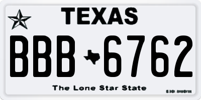 TX license plate BBB6762