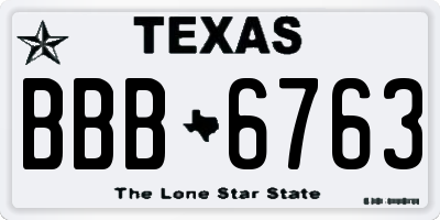 TX license plate BBB6763