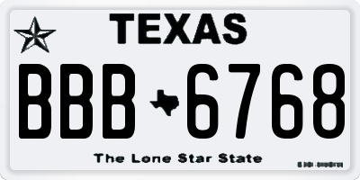 TX license plate BBB6768